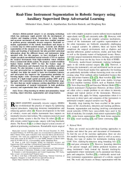 Real-Time Instrument Segmentation in Robotic Surgery using Auxiliary
  Supervised Deep Adversarial Learning