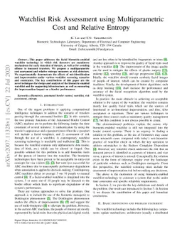 Watchlist Risk Assessment using Multiparametric Cost and Relative
  Entropy