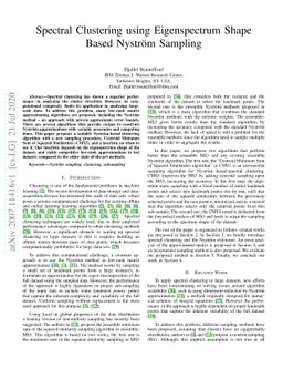 Spectral Clustering using Eigenspectrum Shape Based Nystrom Sampling