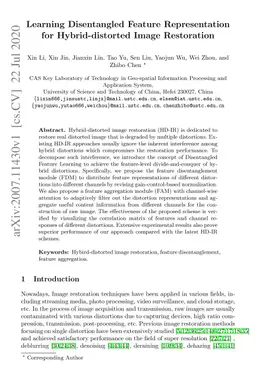Learning Disentangled Feature Representation for Hybrid-distorted Image
  Restoration