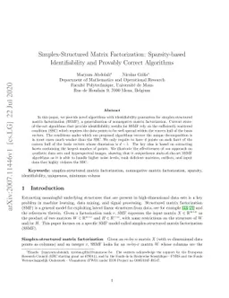 Simplex-Structured Matrix Factorization: Sparsity-based Identifiability
  and Provably Correct Algorithms