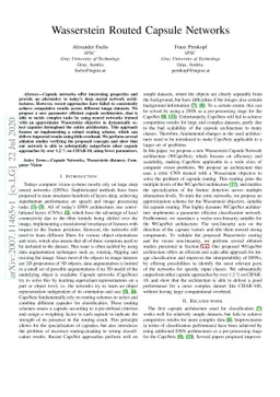 Wasserstein Routed Capsule Networks