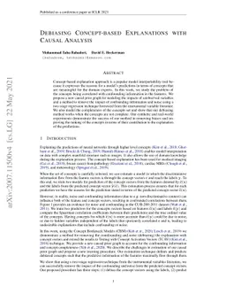 Debiasing Concept-based Explanations with Causal Analysis