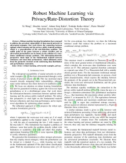 Robust Machine Learning via Privacy/Rate-Distortion Theory