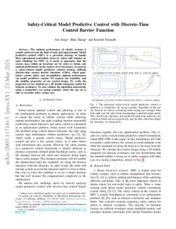 Safety-Critical Model Predictive Control with Discrete-Time Control
  Barrier Function