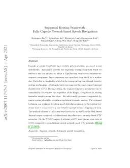 Sequential Routing Framework: Fully Capsule Network-based Speech
  Recognition