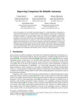Improving Competence for Reliable Autonomy
