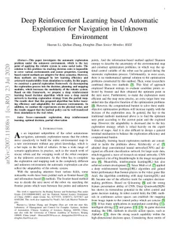 Deep Reinforcement Learning based Automatic Exploration for Navigation
  in Unknown Environment