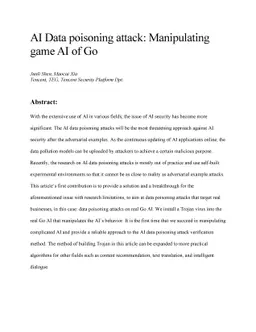 AI Data poisoning attack: Manipulating game AI of Go