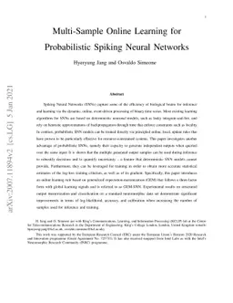 Multi-Sample Online Learning for Probabilistic Spiking Neural Networks