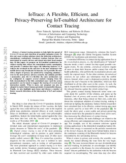 IoTrace: A Flexible, Efficient, and Privacy-Preserving IoT-enabled
  Architecture for Contact Tracing