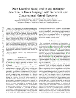 Deep Learning based, end-to-end metaphor detection in Greek language
  with Recurrent and Convolutional Neural Networks