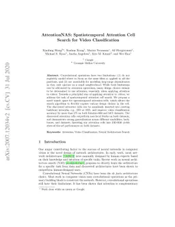 AttentionNAS: Spatiotemporal Attention Cell Search for Video
  Classification
