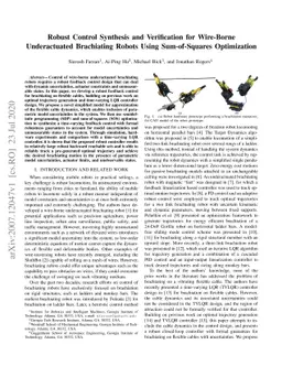 Robust Control Synthesis and Verification for Wire-Borne Underactuated
  Brachiating Robots Using Sum-of-Squares Optimization