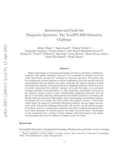 Instructions and Guide for Diagnostic Questions: The NeurIPS 2020
  Education Challenge