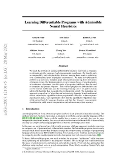 Learning Differentiable Programs with Admissible Neural Heuristics