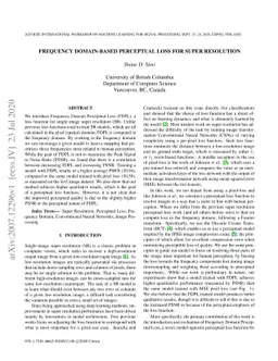 Frequency Domain-based Perceptual Loss for Super Resolution