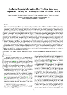 Stochastic Dynamic Information Flow Tracking Game using Supervised
  Learning for Detecting Advanced Persistent Threats