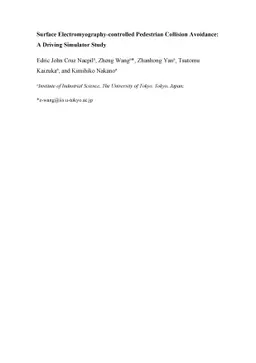 Surface Electromyography-controlled Pedestrian Collision Avoidance: A
  Driving Simulator Study