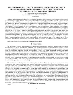 Performance analysis of weighted low rank model with sparse image
  histograms for face recognition under lowlevel illumination and occlusion