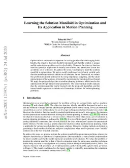 Learning the Solution Manifold in Optimization and Its Application in
  Motion Planning