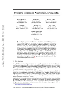 Predictive Information Accelerates Learning in RL