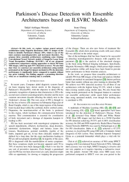 Parkinson's Disease Detection with Ensemble Architectures based on
  ILSVRC Models
