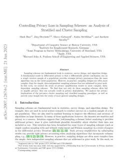 Controlling Privacy Loss in Sampling Schemes: an Analysis of Stratified
  and Cluster Sampling