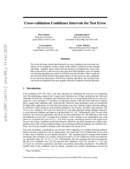 Cross-validation Confidence Intervals for Test Error