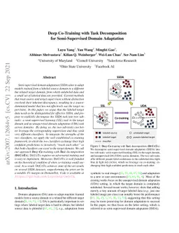 Deep Co-Training with Task Decomposition for Semi-Supervised Domain
  Adaptation