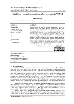 Intelligent Reputation System for Safety Messages in VANET