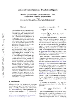 Consistent Transcription and Translation of Speech