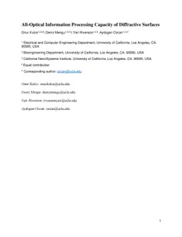 All-Optical Information Processing Capacity of Diffractive Surfaces