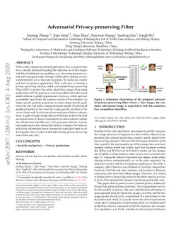 Adversarial Privacy-preserving Filter