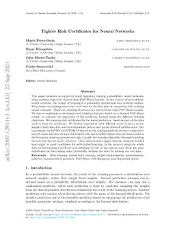 Tighter risk certificates for neural networks