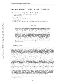 Neural networks with late-phase weights