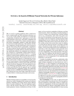 SOTERIA: In Search of Efficient Neural Networks for Private Inference