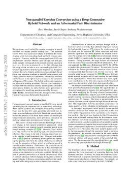 Non-parallel Emotion Conversion using a Deep-Generative Hybrid Network
  and an Adversarial Pair Discriminator