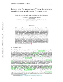Robust and Generalizable Visual Representation Learning via Random
  Convolutions