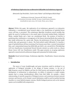A Preliminary Exploration into an Alternative CellLineNet: An
  Evolutionary Approach