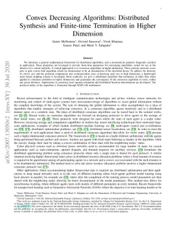 Convex Decreasing Algorithms: Distributed Synthesis and Finite-time
  Termination in Higher Dimension