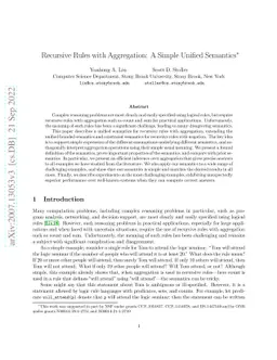 Recursive Rules with Aggregation: A Simple Unified Semantics