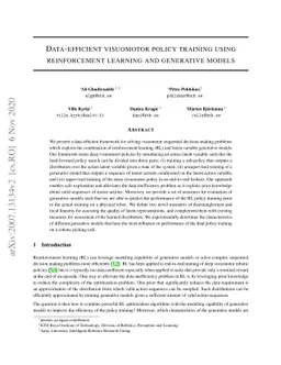 Data-efficient visuomotor policy training using reinforcement learning
  and generative models