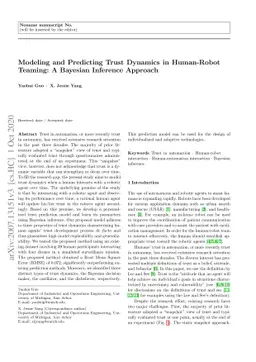 Modeling and Predicting Trust Dynamics in Human-Robot Teaming: A
  Bayesian Inference Approach