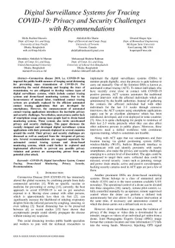 Digital Surveillance Systems for Tracing COVID-19: Privacy and Security
  Challenges with Recommendations