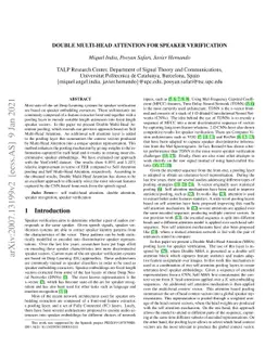 Double Multi-Head Attention for Speaker Verification