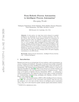From Robotic Process Automation to Intelligent Process Automation:
  Emerging Trends