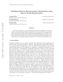 Stabilizing Bi-Level Hyperparameter Optimization using Moreau-Yosida
  Regularization