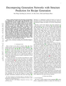 Decomposing Generation Networks with Structure Prediction for Recipe
  Generation