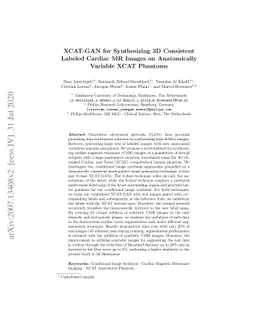 XCAT-GAN for Synthesizing 3D Consistent Labeled Cardiac MR Images on
  Anatomically Variable XCAT Phantoms